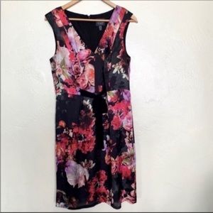 Adrianna Papell black floral tie waist dress size 10
